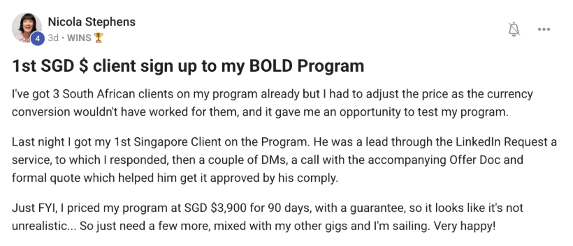 Community post: first Singapore client signed to program