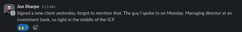 Community post: new client signed, right in the ICP